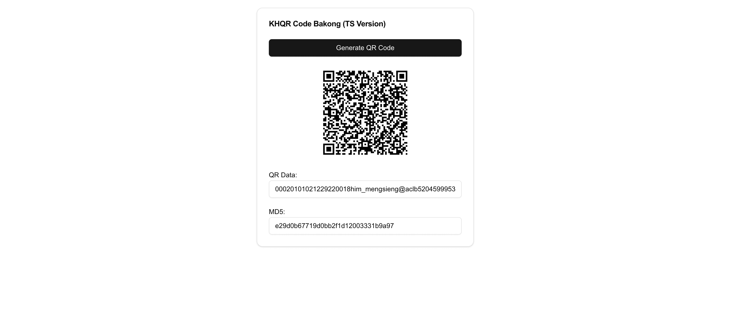 Bakong Payment Gateway - Bakong Payment Gateway is a payment gateway for Bakong, a mobile banking app in Cambodia. It allows ... | Developed by Sopheap Om using Next.js, TypeScript, Tailwind CSS